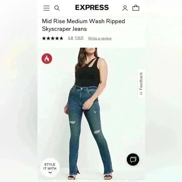 Express Mid Rise Ripped Skyscraper Jeans - Picture 2 of 16